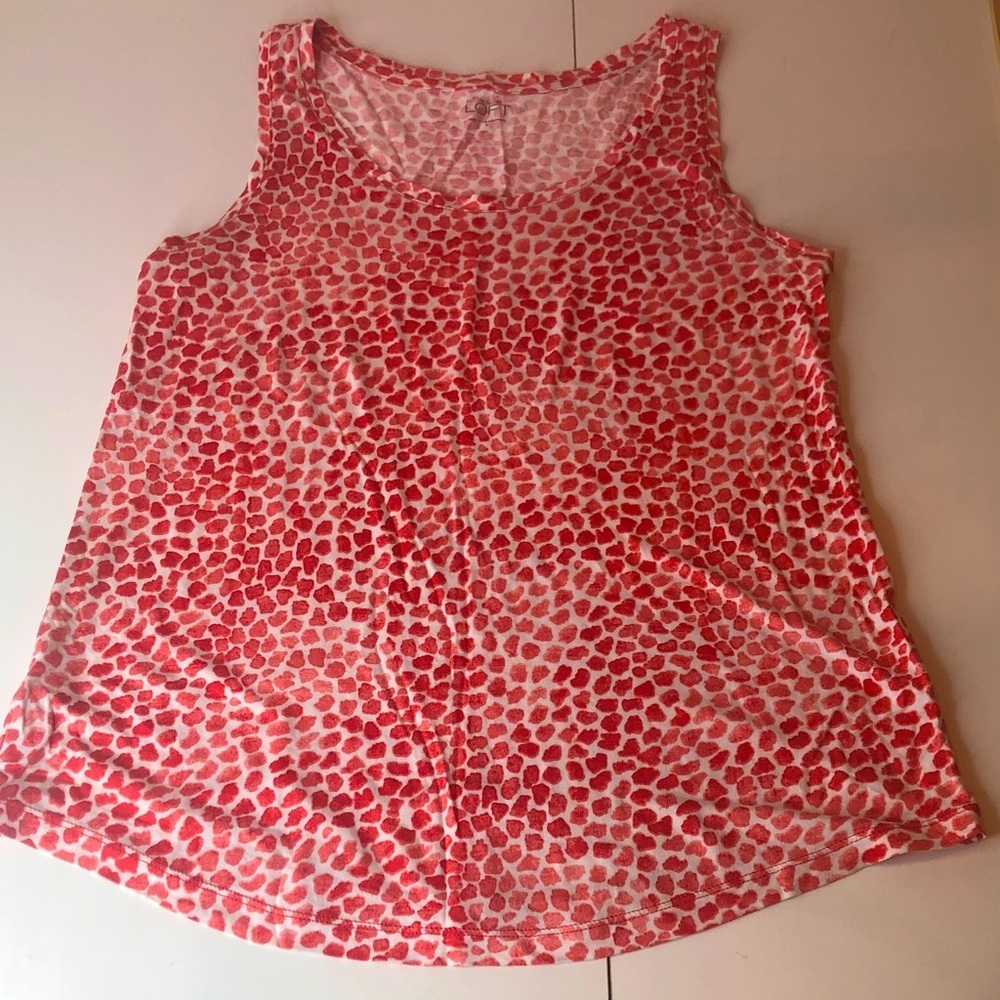 LOFT Red and White Patterned Tank Top women’s size small EUC